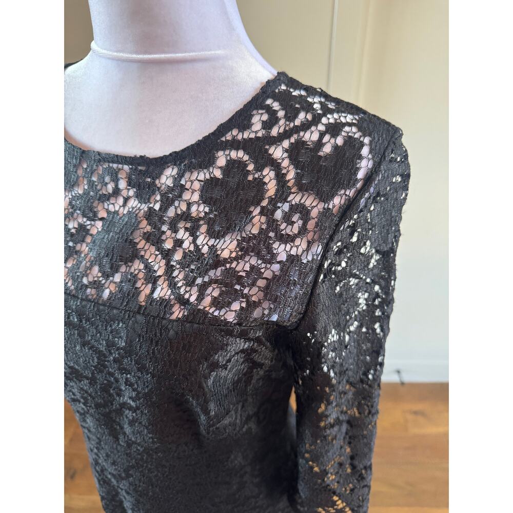 Kay Unger New York Black Sheer Lace Formal Dress 10 Large Like New Cocktail - Picture 4 of 12